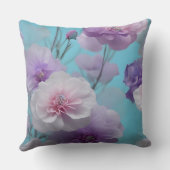 柔らかい青紫色のピンクの絹の花織物 クッション (裏面)