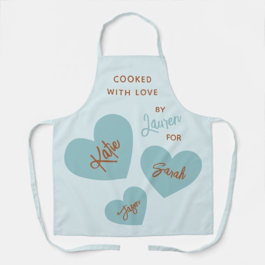 柔らかい青色の愛パーソナライズされたで調理される エプロン (正面)