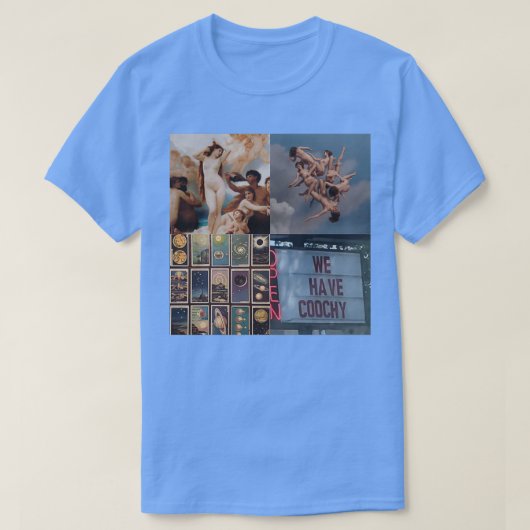 柔らかい青色の襟 Tシャツ (デザイン正面)