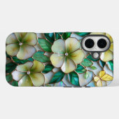 柔らかい黄色と緑のフローラステンドグラスデザイン Case-Mate iPhoneケース (裏面 (横))