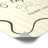 柔らかい黄色のストライプ弓状のカードとギフト ポスター (角)