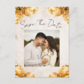 柔らかい黄色の牡丹の花ヴィンテージ日付を保存 案内ポストカード (正面)