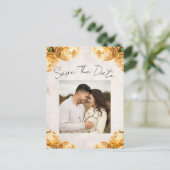 柔らかい黄色の牡丹の花ヴィンテージ日付を保存 案内ポストカード (スタンド正面)