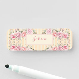 柔らかい黄色ストライプの 名札