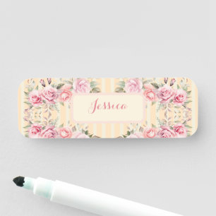 柔らかい黄色ストライプの 名札