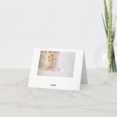 柔らかい黄金のオオヤマネコの爪が雪の中に入ったサンキューカード サンキューカード (裏面)