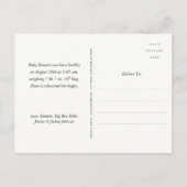 柔らかいBurlapユーカリ写真誕生のお知らせ 案内ポストカード (裏面)