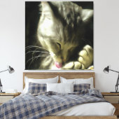 柔らかくて優しい毛と灰色の猫の毛 キャンバスプリント (インサイチュ (寝室))