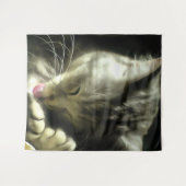 柔らかくて優しい毛と灰色の猫の毛 タペストリー (正面(横))