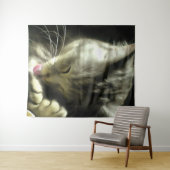 柔らかくて優しい毛と灰色の猫の毛 タペストリー (インサイチュ(横))