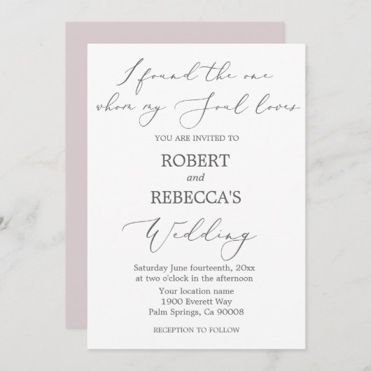 柔らかくエレガントなウェディング招待状 招待状 (正面/裏面)