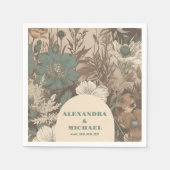 柔らかくミュートされたアーストーンワイルドフラワー結婚ズ スタンダードカクテルナプキン (正面)