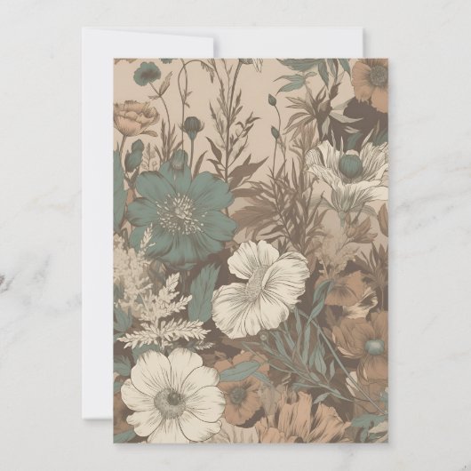 柔らかくミュートされたアーストーンワイルドフラワー結婚ズ セーブザデート (裏面)