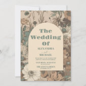 柔らかくミュートされたアーストーンワイルドフラワー結婚ズ 招待状 (正面)