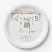 柔らかくミュートBoho小さな紳士の男の子の赤ちゃんシャワー ペーパープレート (正面)