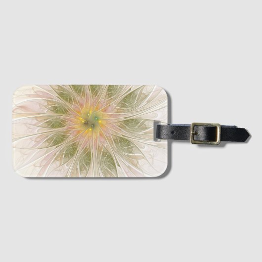 柔らかく優しいフラクタルファンタジーの花 ラゲッジタグ (正面横)