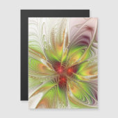 柔らかく優しいフラクタルファンタジー花メタル マグネット招待状 (正面/裏面)