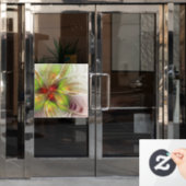 柔らかく優しいフラクタルファンタジー花 ウィンドウサイン (オフィスドア)