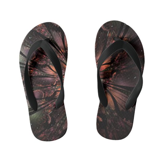 柔らかく優しいフラクタルファンタジー花 キッズビーチサンダル (フットベッド)