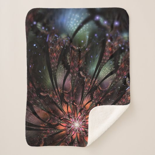 柔らかく優しいフラクタルファンタジー花 シェルパブランケット (正面)