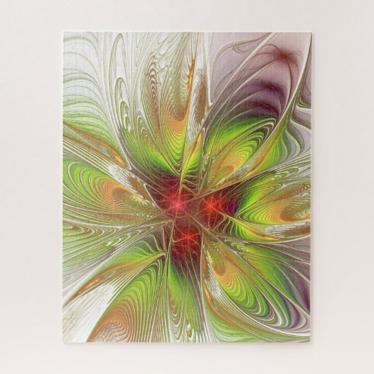 柔らかく優しいフラクタルファンタジー花 ジグソーパズル (縦)