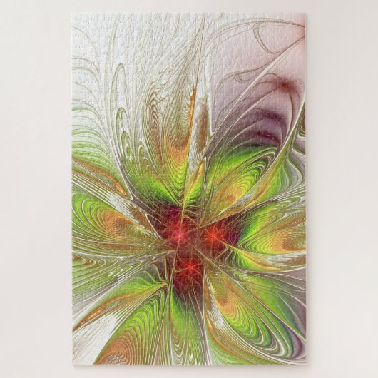 柔らかく優しいフラクタルファンタジー花 ジグソーパズル (縦)