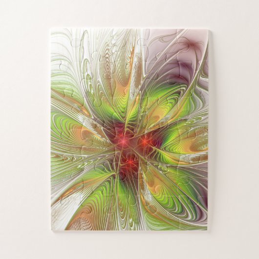 柔らかく優しいフラクタルファンタジー花 ジグソーパズル (縦)