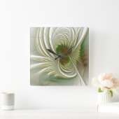 柔らかく優しいフラクタルファンタジー花 スクエア壁時計 (ホーム)