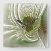 柔らかく優しいフラクタルファンタジー花 スクエア壁時計 (正面)