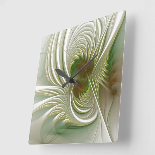 柔らかく優しいフラクタルファンタジー花 スクエア壁時計 (傾斜)