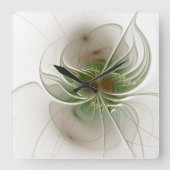 柔らかく優しいフラクタルファンタジー花 スクエア壁時計 (正面)