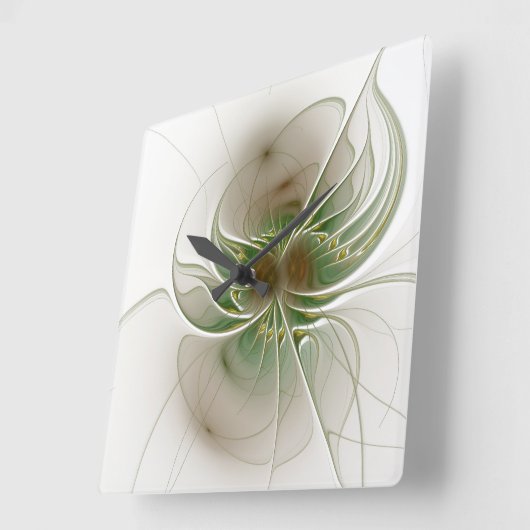 柔らかく優しいフラクタルファンタジー花 スクエア壁時計 (傾斜)