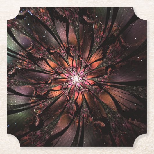 柔らかく優しいフラクタルファンタジー花 ペーパーコースター (正面)