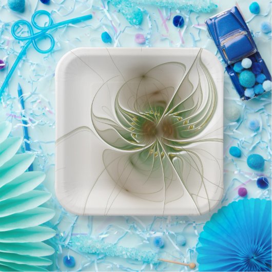 柔らかく優しいフラクタルファンタジー花 ペーパープレート (パーティー)