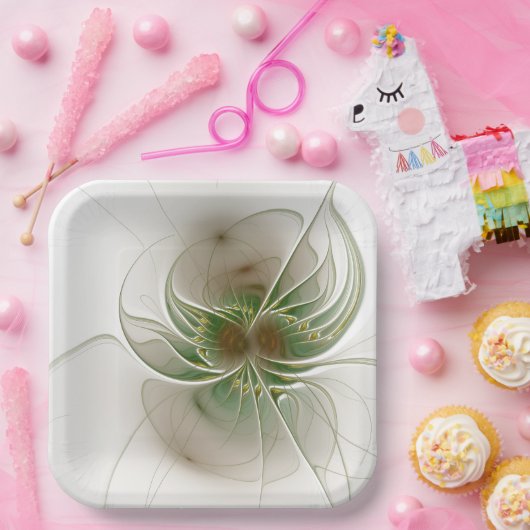 柔らかく優しいフラクタルファンタジー花 ペーパープレート (パーティー)