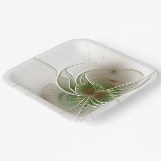 柔らかく優しいフラクタルファンタジー花 ペーパープレート (傾斜あり)