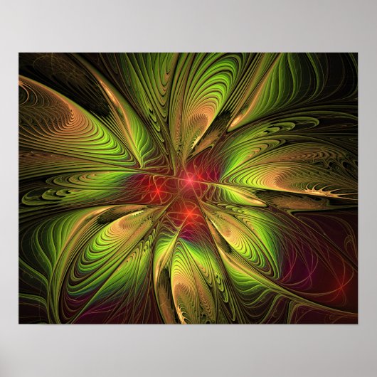柔らかく優しいフラクタルファンタジー花 ポスター (正面)