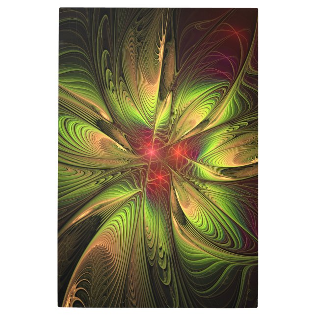 柔らかく優しいフラクタルファンタジー花 メタルプリント (正面)