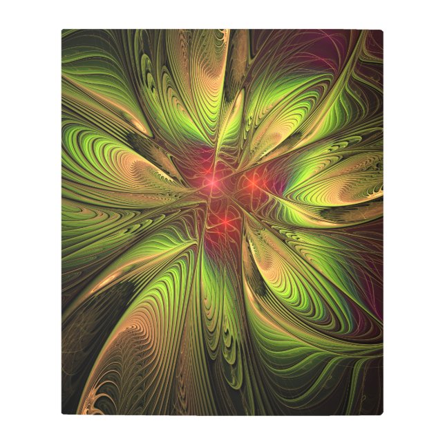 柔らかく優しいフラクタルファンタジー花 メタルプリント (正面)