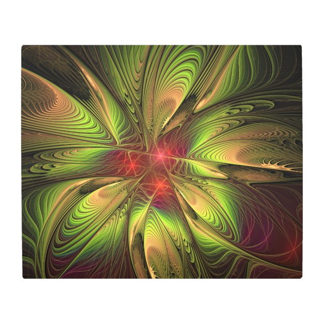 柔らかく優しいフラクタルファンタジー花 メタルプリント (正面)