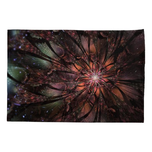 柔らかく優しいフラクタルファンタジー花 枕カバー (裏面-左)