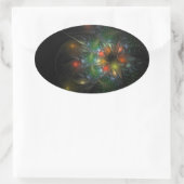 柔らかく優しいフラクタルファンタジー花 楕円形シール (バッグ)