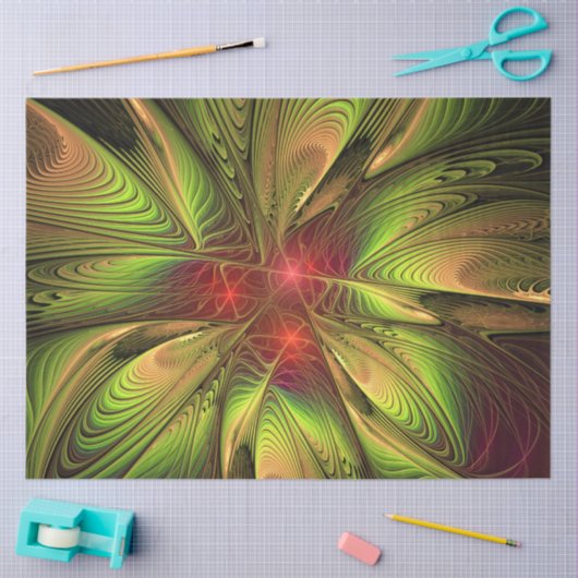 柔らかく優しいフラクタルファンタジー花 薄葉紙 (クラフト)