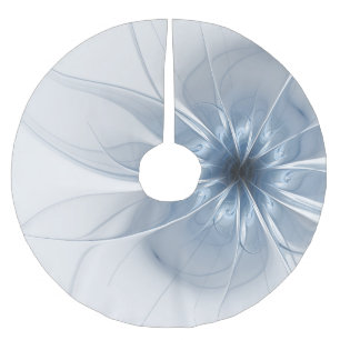 柔らかく優しい青いフラクタルファンタジー花 ブラッシュドポリエステルツリースカート