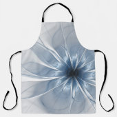 柔らかく優しい青色フラクタルファンタジーフラワーcu エプロン (正面)
