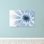 柔らかく優しい青色フラクタルファンタジーフラワーcu キャンバスプリント (インサイチュ (ウッドフロア))