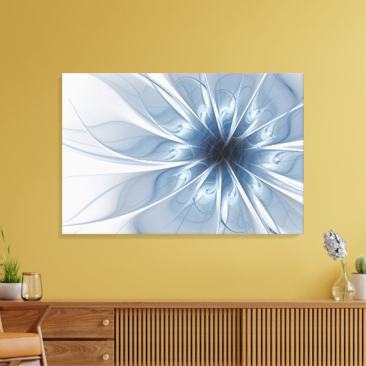 柔らかく優しい青色フラクタルファンタジーフラワーcu キャンバスプリント (インサイチュ (リビング))