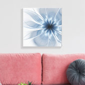 柔らかく優しい青色フラクタルファンタジーフラワーcu キャンバスプリント (インサイチュ (リビング))