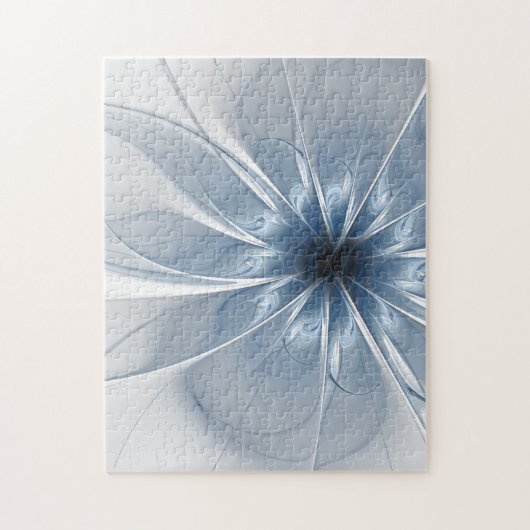 柔らかく優しい青色フラクタルファンタジーフラワーcu ジグソーパズル (縦)