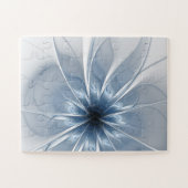 柔らかく優しい青色フラクタルファンタジーフラワーcu ジグソーパズル (横)